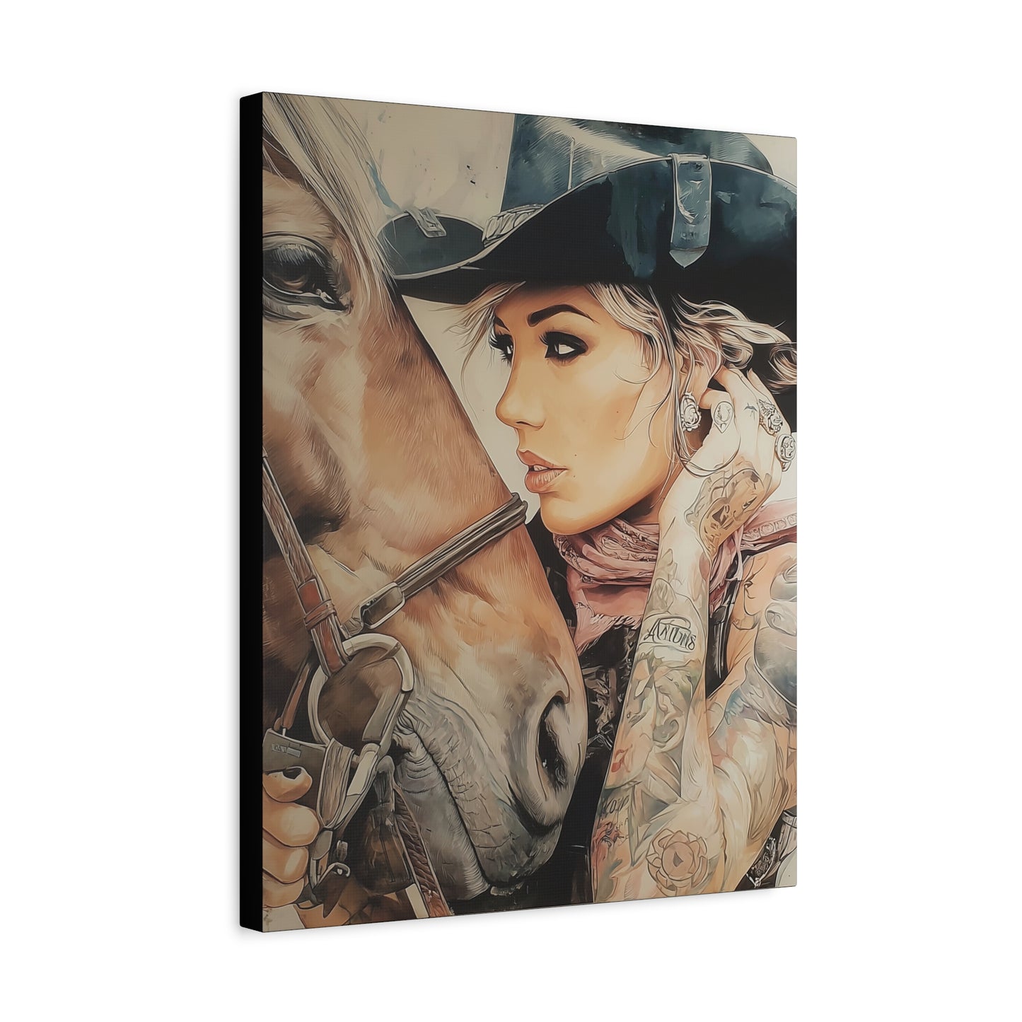 Gallery Wrapped Canvas, Wranglers and Wreckage Art Canvas, Erotic Pinup Art Canvas – Frankie