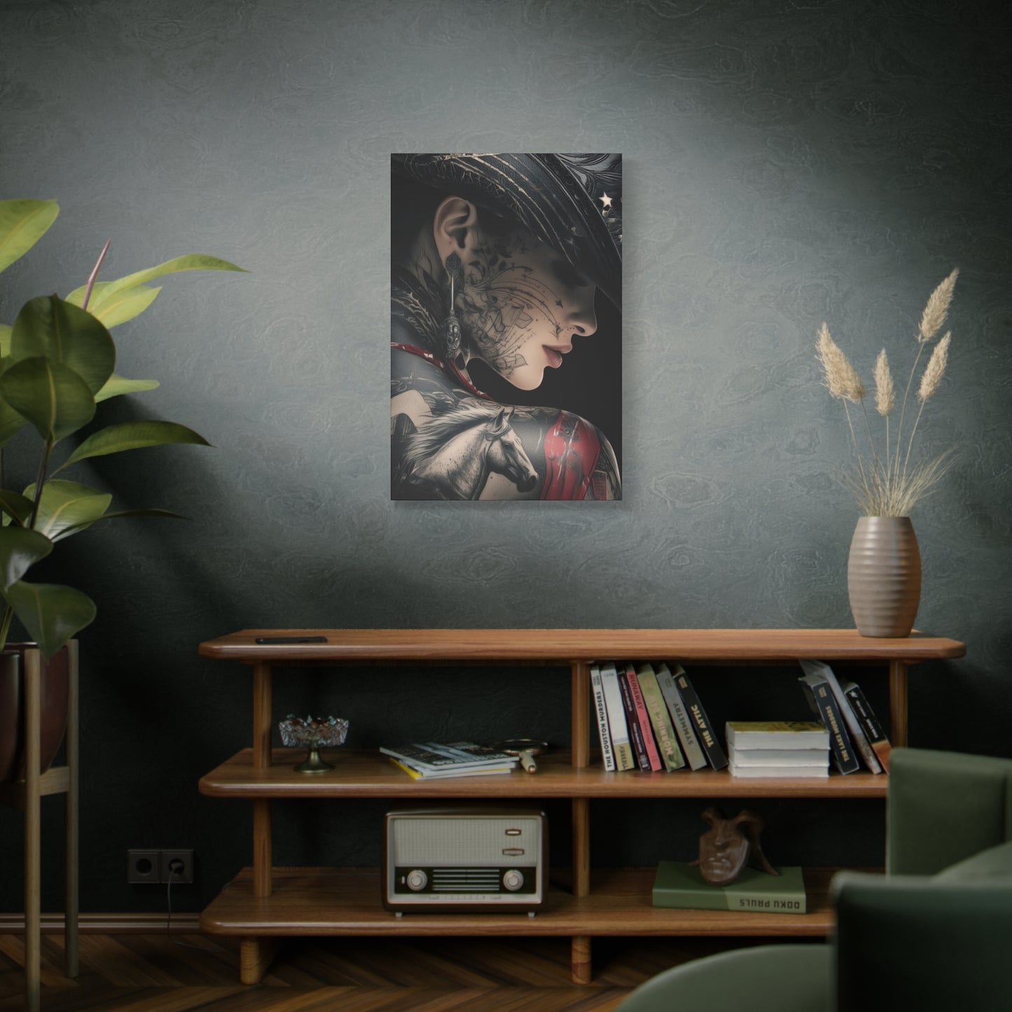 Gallery Wrapped Canvas, Wranglers and Wreckage Art Canvas, Erotic Pinup Art Canvas – Cassie
