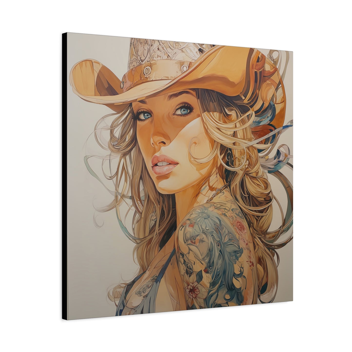 Gallery Wrapped Canvas, Wranglers and Wreckage Art Canvas, Erotic Pinup Art Canvas – Annie