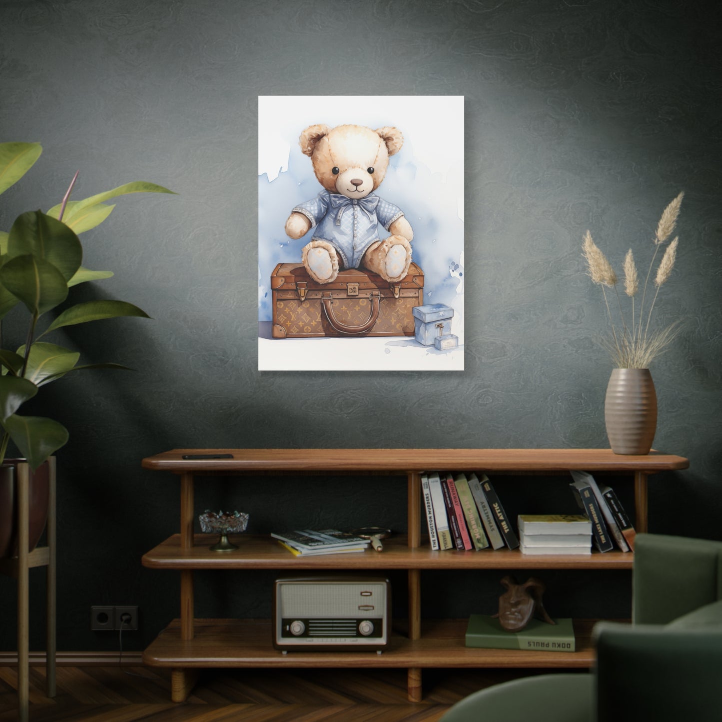 Canvas Gallery Wrap - Designer Trunk Bear Wall Art - Blu