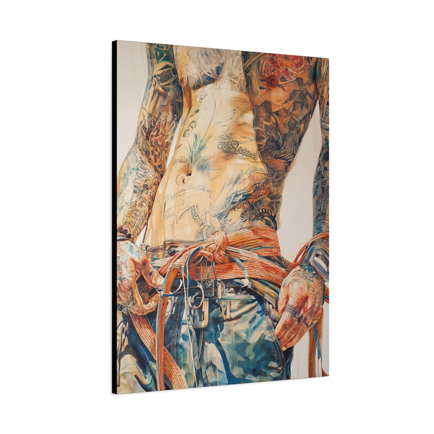 Gallery Wrapped Canvas, Ropes and Reverence Art Canvas, Erotic Shibari Art Canvas – Leif