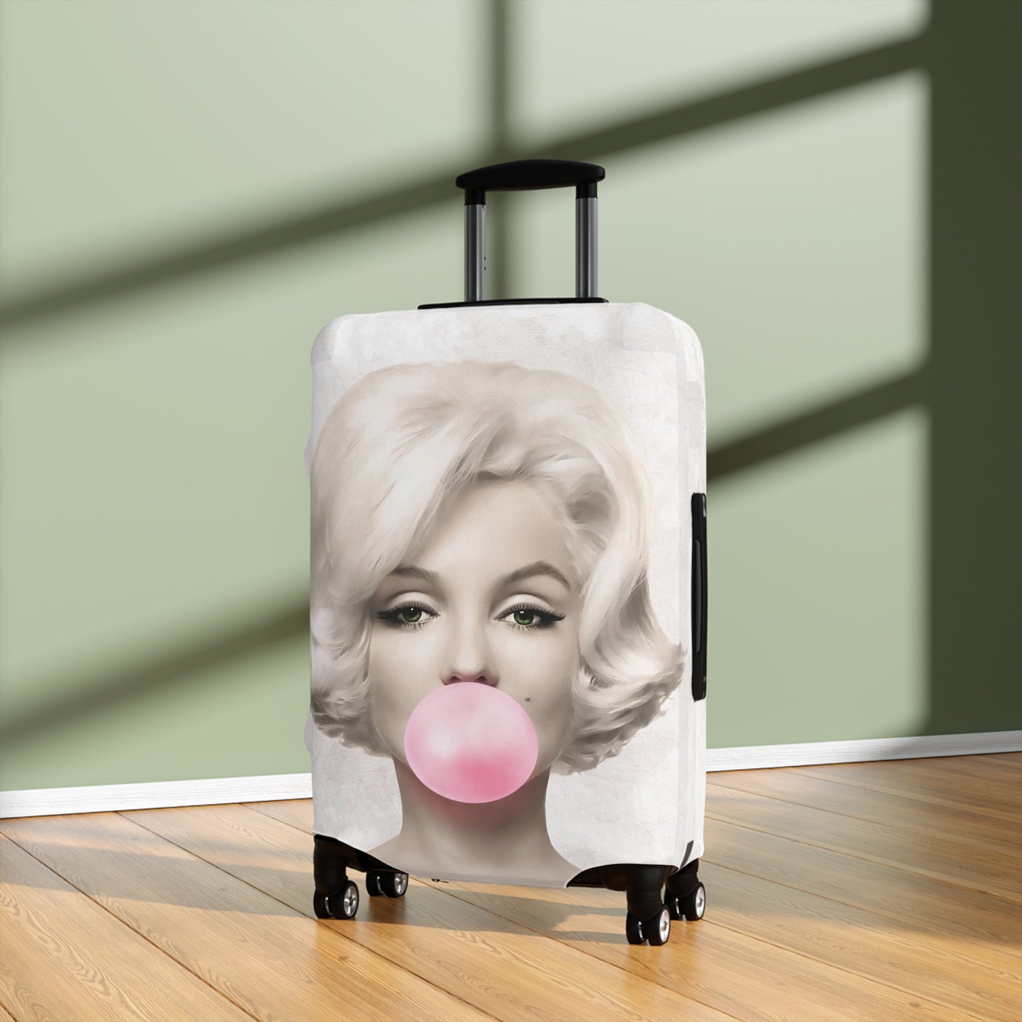 Bubblegum Luggage Cover - Celebrity Luggage Cover - Marilyn Monroe and Audrey Hepburn Bubblegum