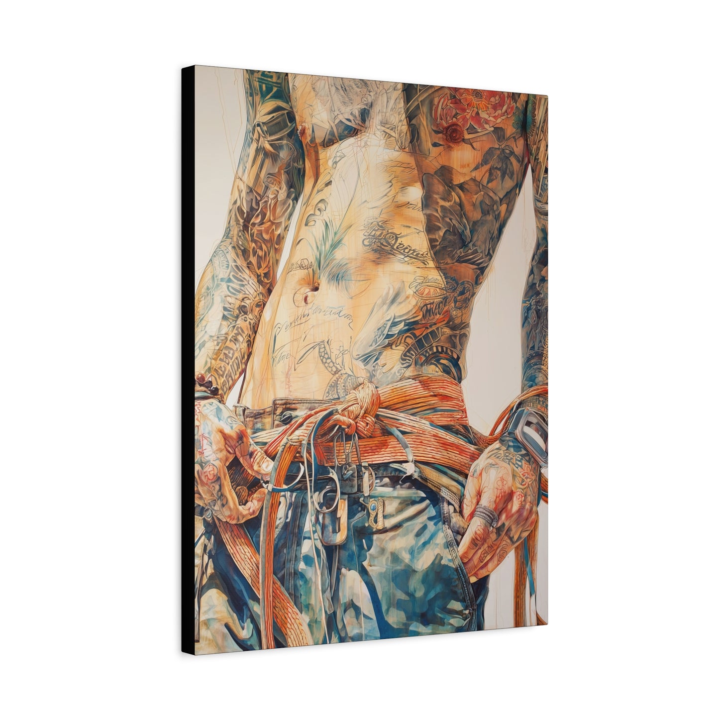 Gallery Wrapped Canvas, Ropes and Reverence Art Canvas, Erotic Shibari Art Canvas – Leif