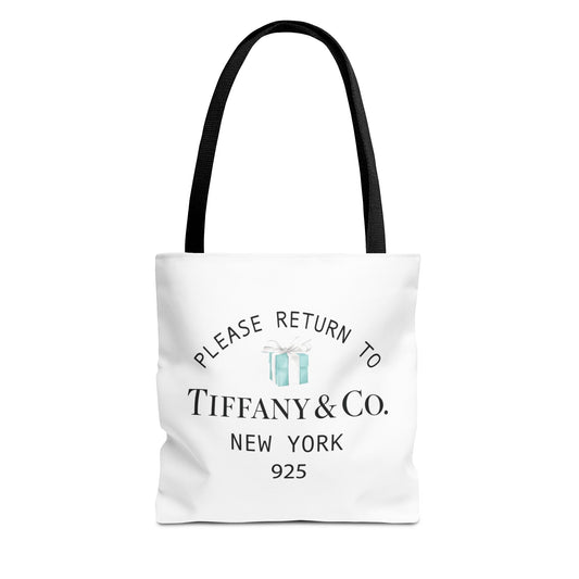 Your Name & Co. Personalized Please Return to Me Little Blue Box Tote - Square Utility Tote - Breakfast at Tiffany Inspired