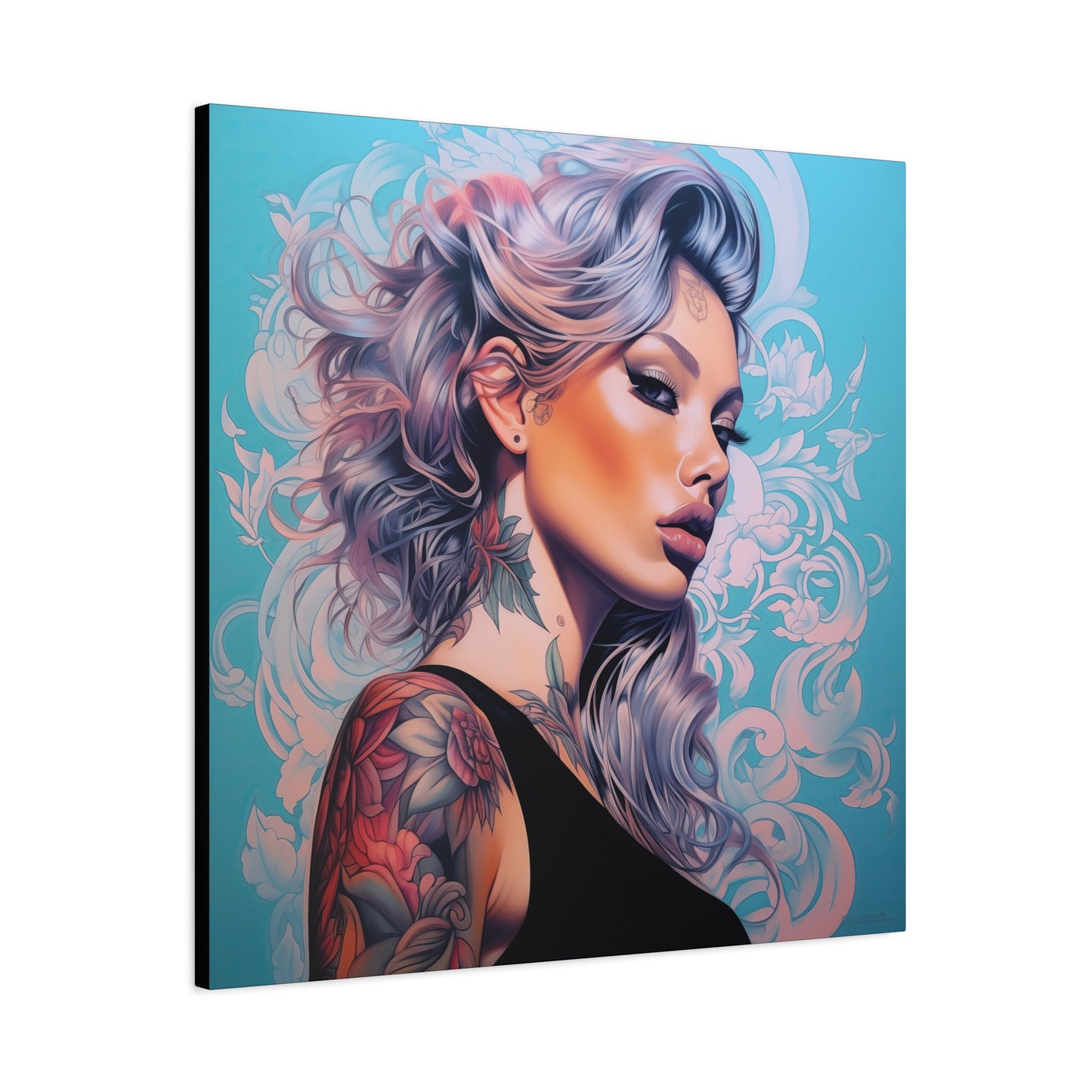 Gallery Wrapped Canvas, Edgy Tattooed Beauty, Urban Pop Art Canvas – Arabella