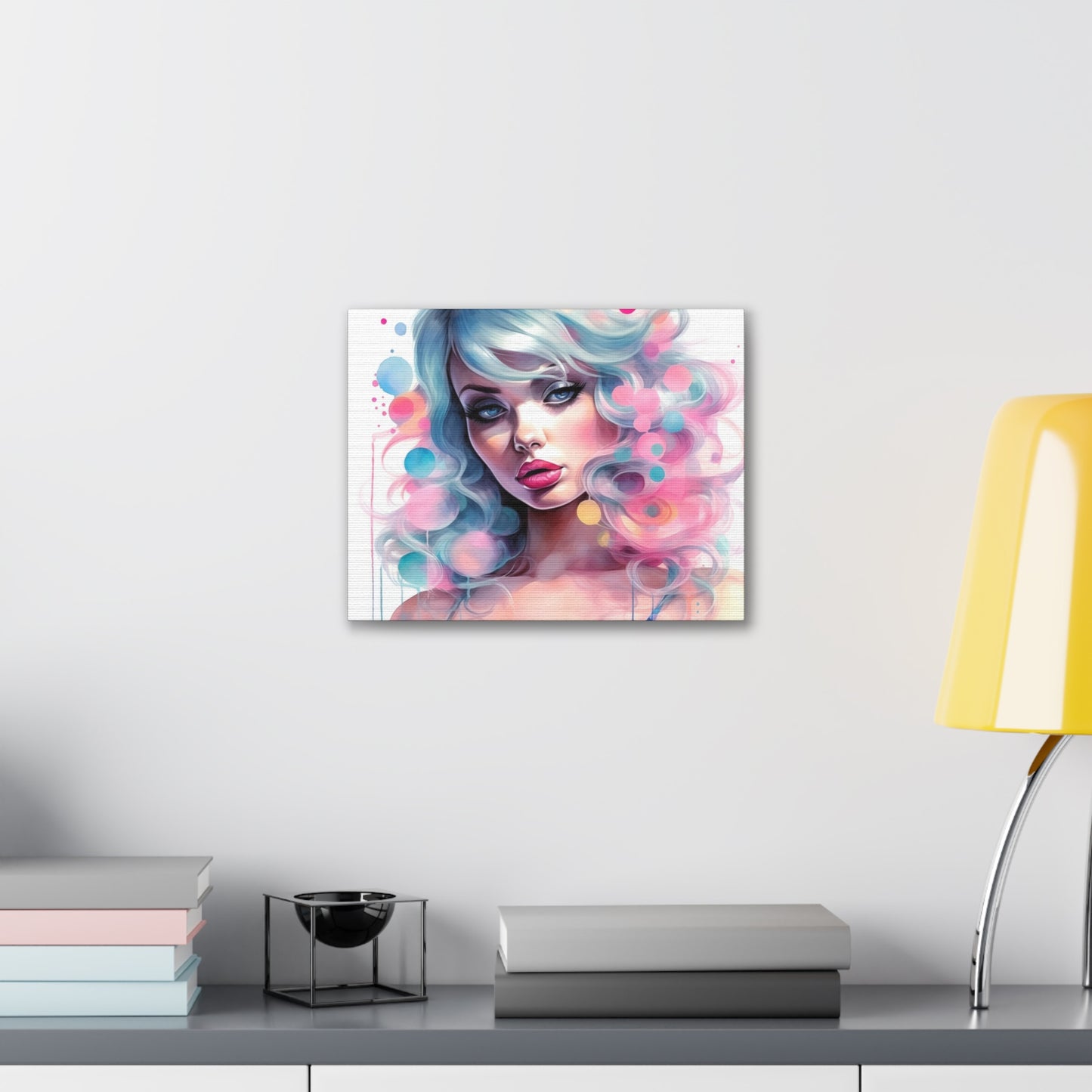 Canvas Gallery Wrapped High-Fashion Wall Art, Stylish Decor, Retro Femme Doll Pop Art – Sylvie