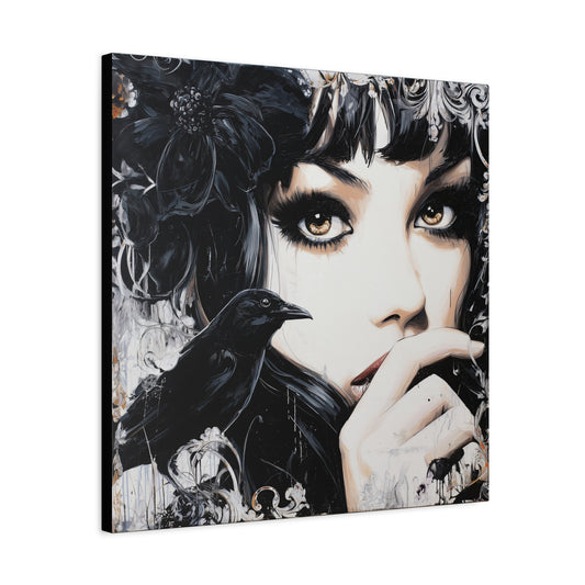 Gallery Wrapped Canvas, Myth and Bones Gothic Art Canvas, Dark Muse Canvas - Sable