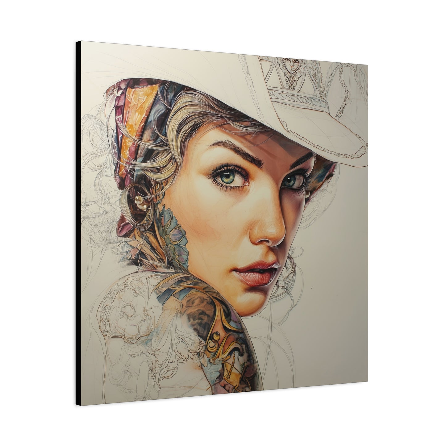 Gallery Wrapped Canvas, Wranglers and Wreckage Art Canvas, Erotic Pinup Art Canvas – Shiloh