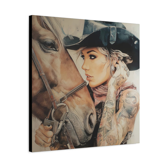 Gallery Wrapped Canvas, Wranglers and Wreckage Art Canvas, Erotic Pinup Art Canvas – Frankie