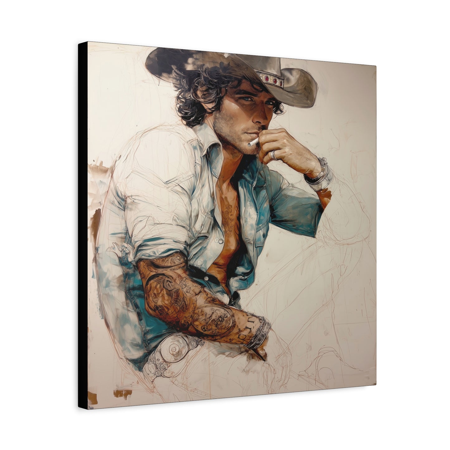 Gallery Wrapped Canvas, Wranglers and Wreckage Art Canvas, Erotic Pinup Art Canvas – Chase