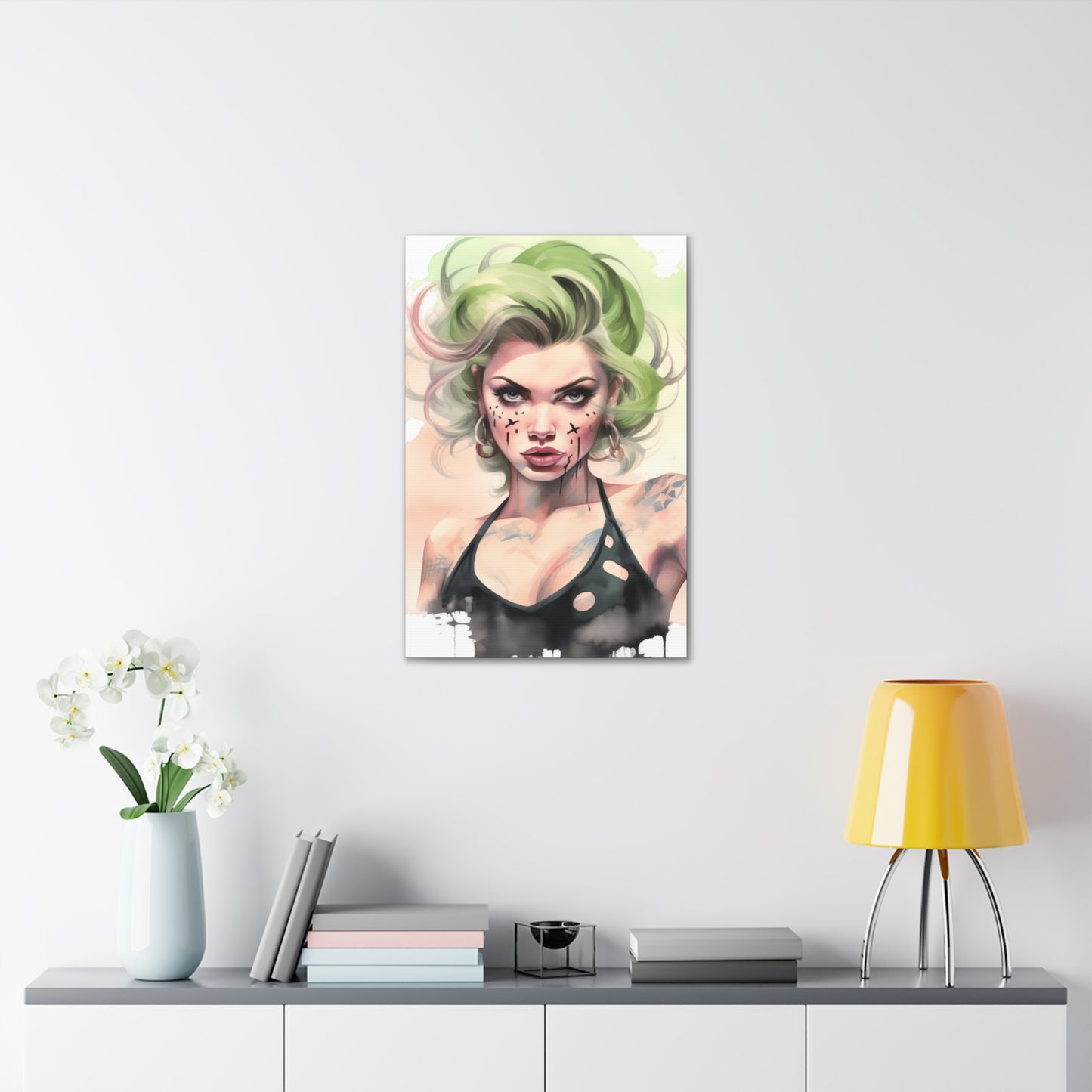 Gallery Wrapped Canvas, Edgy Tattooed Beauty, Urban Pop Art Canvas – Ivy