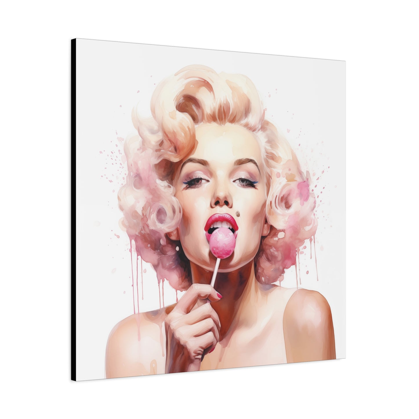 Canvas Wall Art, Gallery Wrapped Pop Art, Celebrity Wall Art – Marilyn Monroe - Lollipop