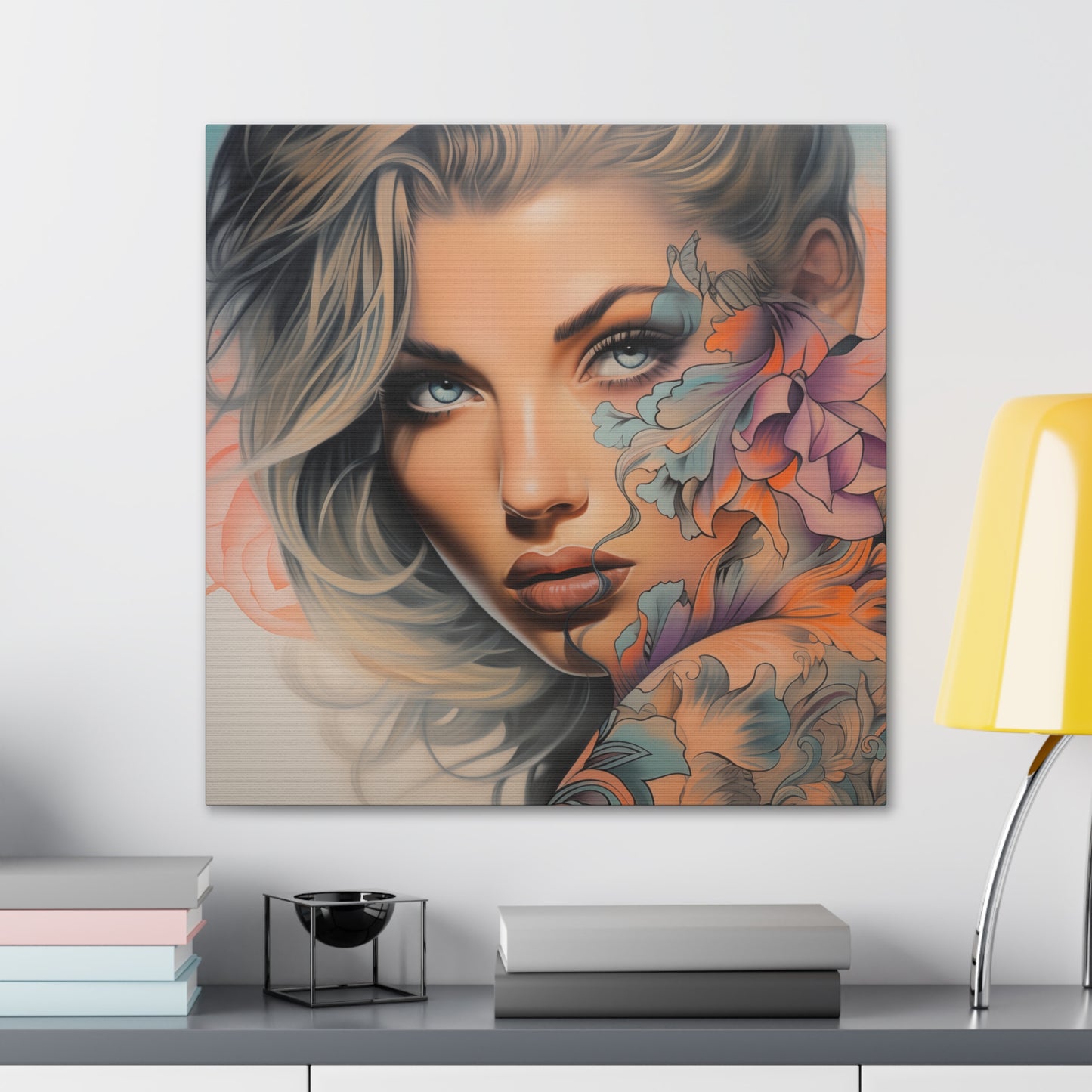 Gallery Wrapped Canvas, Edgy Tattooed Beauty, Urban Pop Art Canvas – Bella