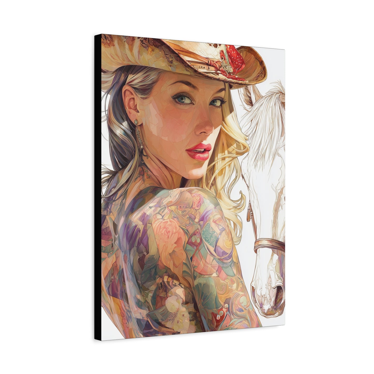 Gallery Wrapped Canvas, Wranglers and Wreckage Art Canvas, Erotic Pinup Art Canvas – Denver