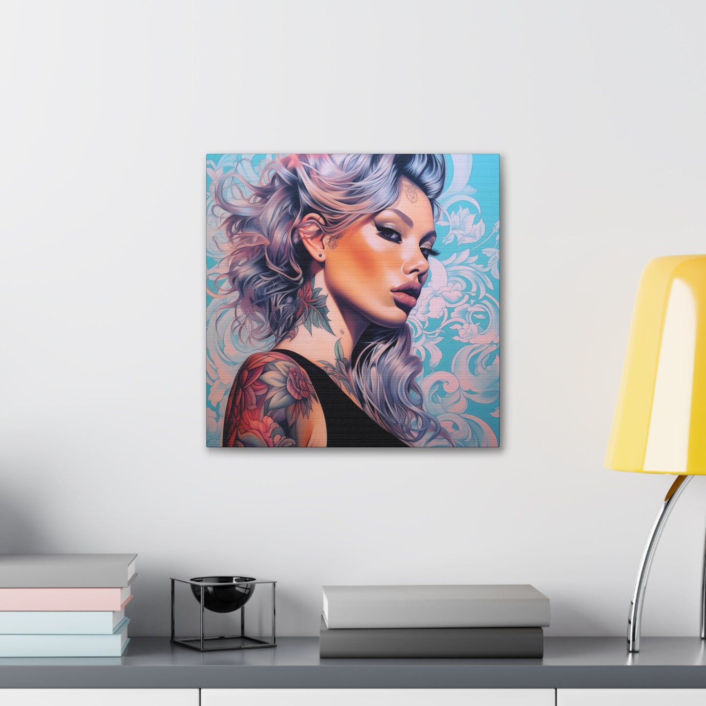 Gallery Wrapped Canvas, Edgy Tattooed Beauty, Urban Pop Art Canvas – Arabella