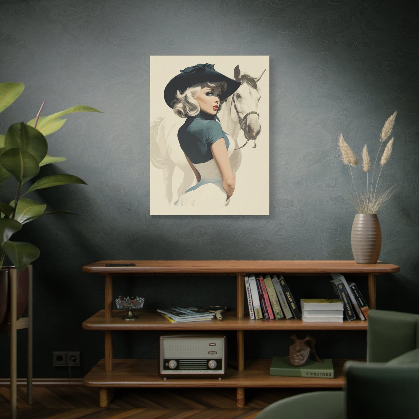 Gallery Wrapped Canvas, Wranglers and Wreckage Art Canvas, Erotic Pinup Art Canvas – Ruby