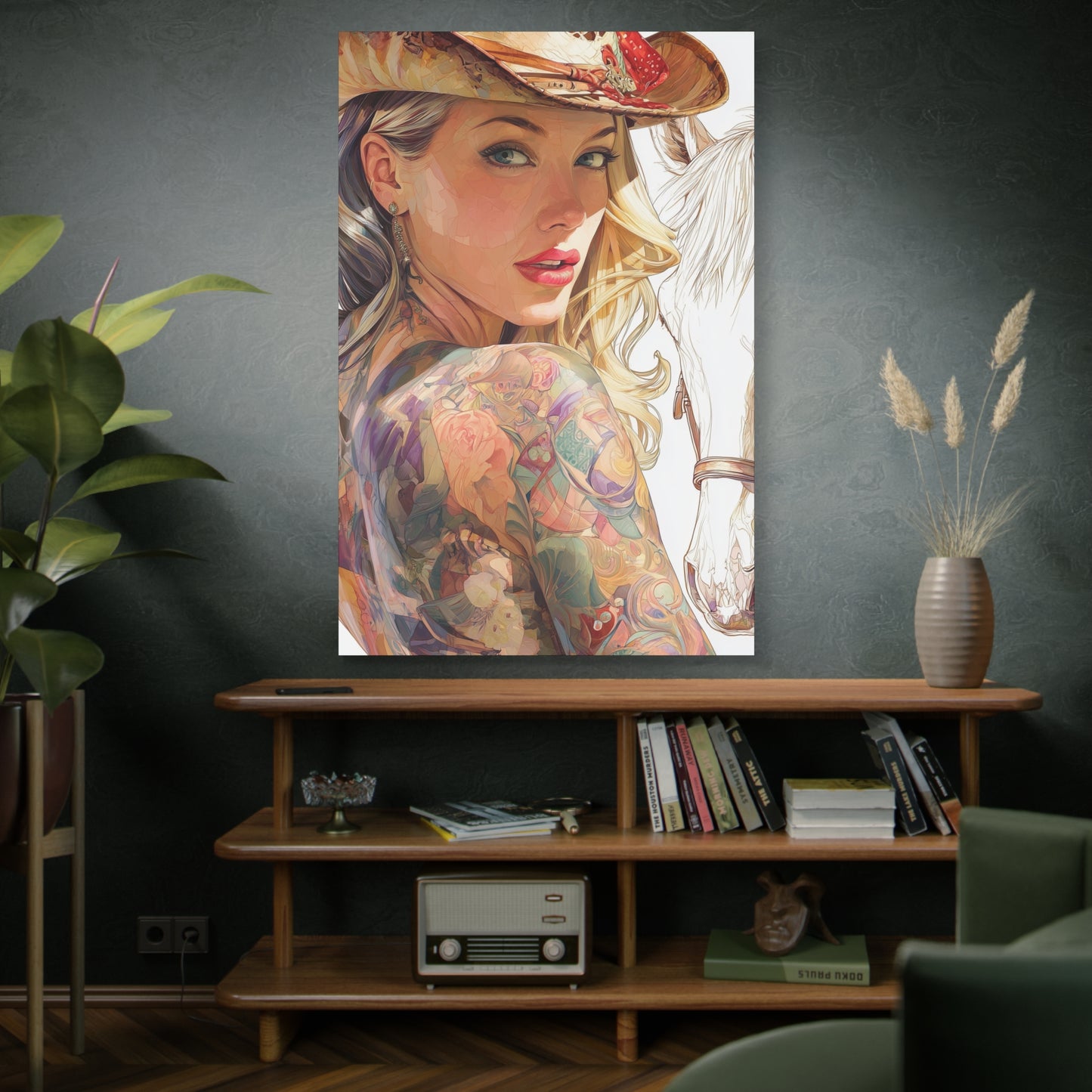 Gallery Wrapped Canvas, Wranglers and Wreckage Art Canvas, Erotic Pinup Art Canvas – Denver