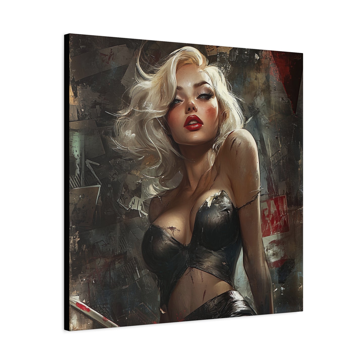 Gallery Wrapped Canvas, Guilt and Grit Adult Art Canvas, Erotic Pinup Art Canvas – Noelle