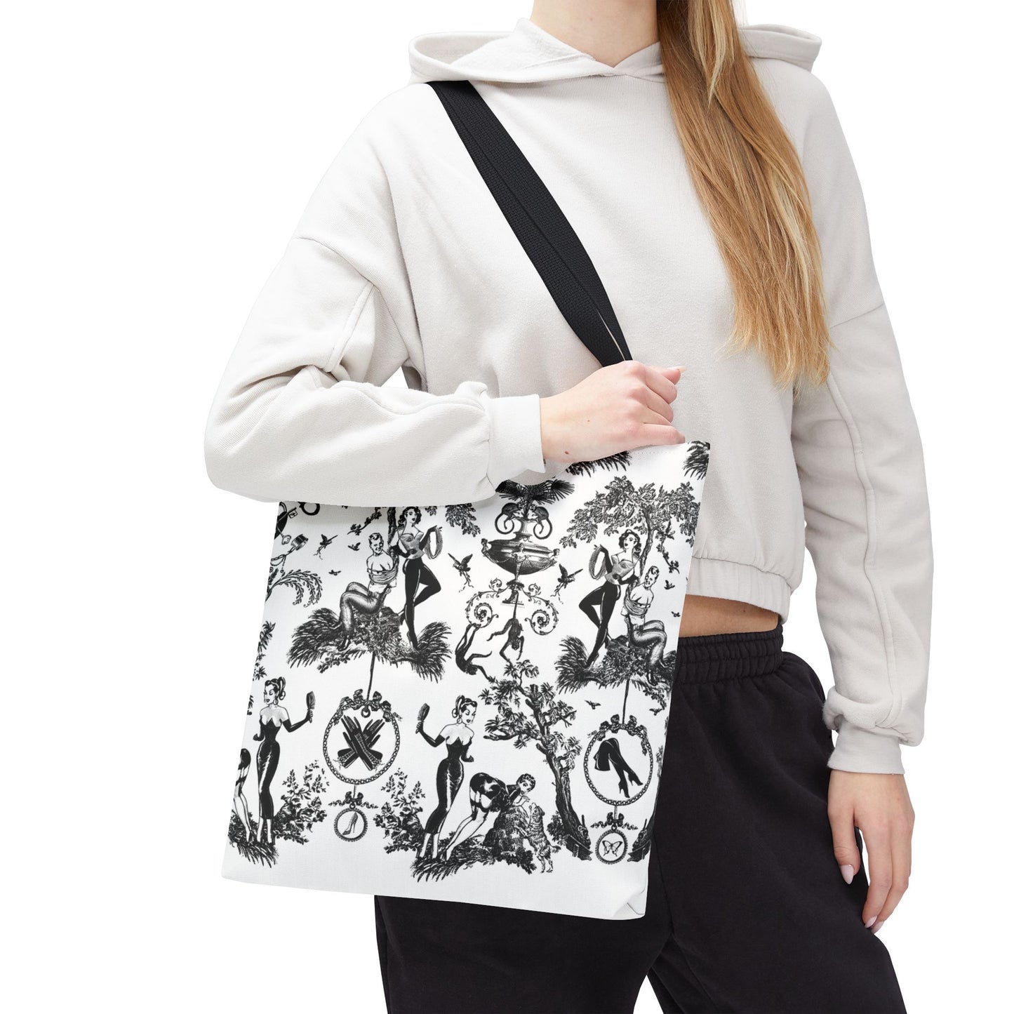 Square Tote Bag, Shopping Tote, Gift Bag - Kink Damask