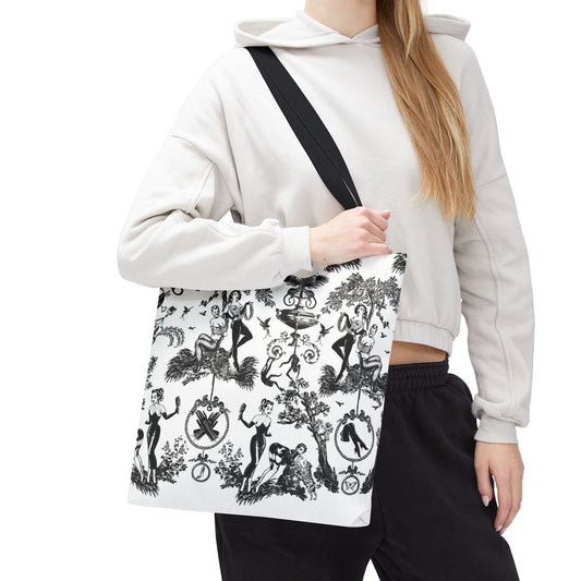 Square Tote Bag, Shopping Tote, Gift Bag - Kink Damask