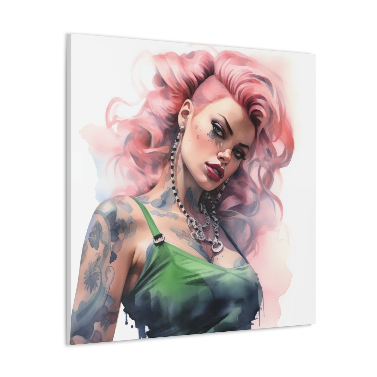 Gallery Wrapped Canvas, Edgy Tattooed Beauty, Urban Pop Art Canvas – Colette