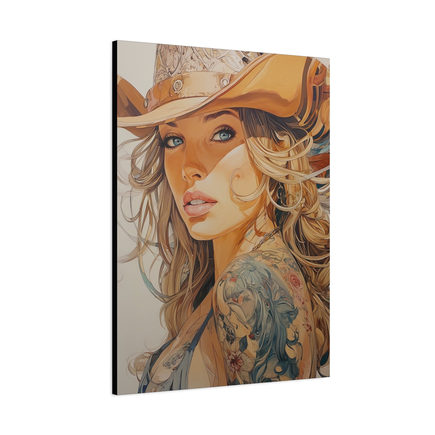 Gallery Wrapped Canvas, Wranglers and Wreckage Art Canvas, Erotic Pinup Art Canvas – Annie