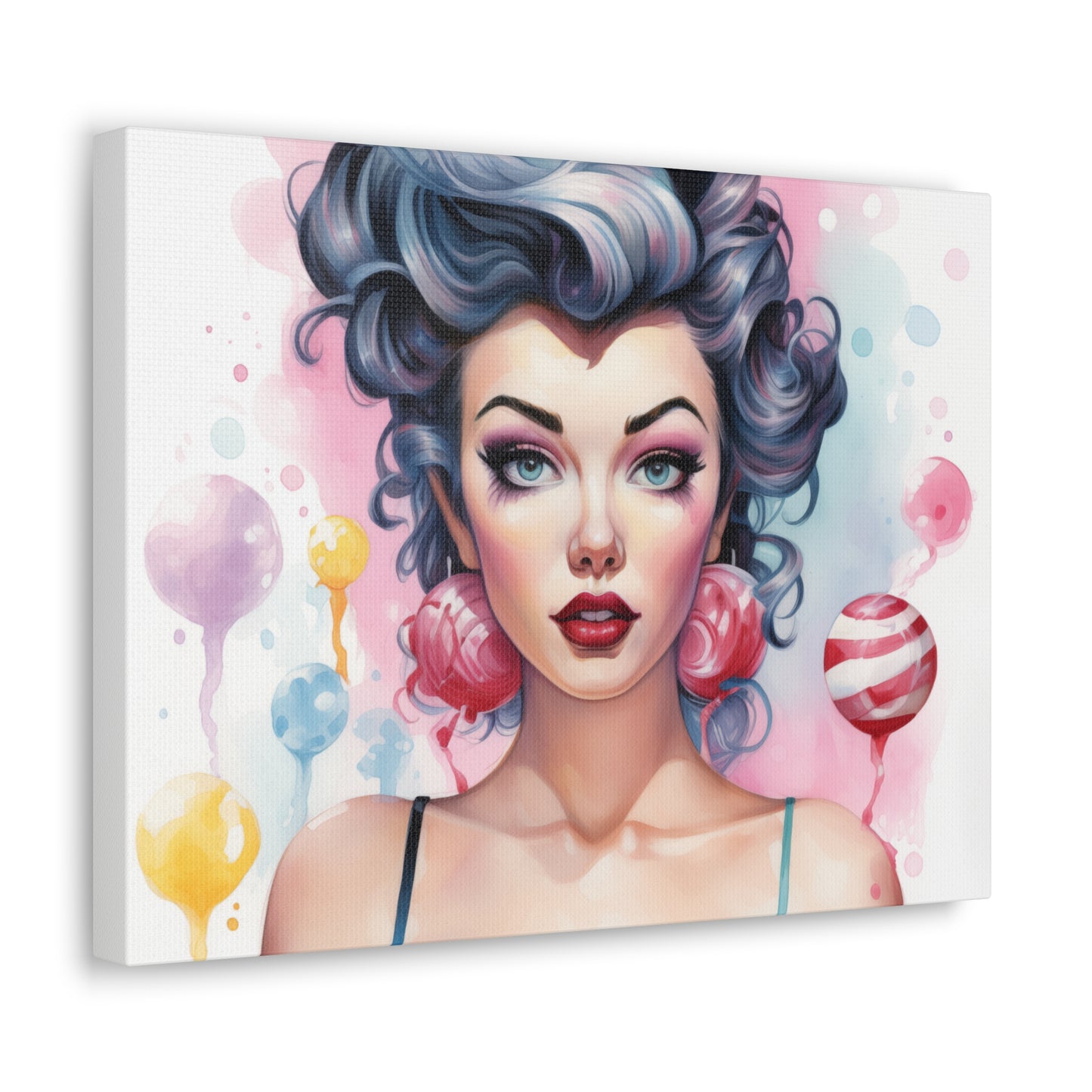 Canvas Gallery Wrapped High-Fashion Wall Art, Stylish Decor, Retro Femme Doll Pop Art – Poppy