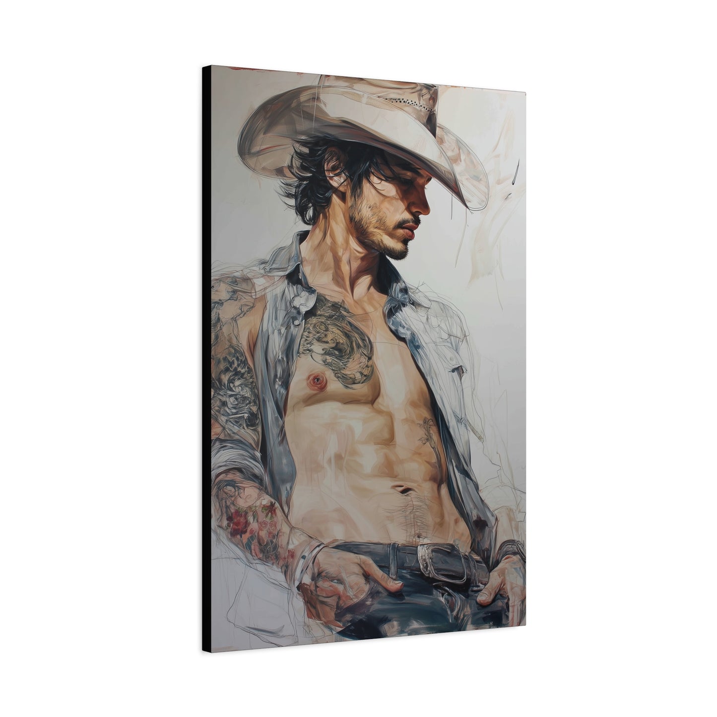 Gallery Wrapped Canvas, Wranglers and Wreckage Art Canvas, Erotic Pinup Art Canvas – Sawyer