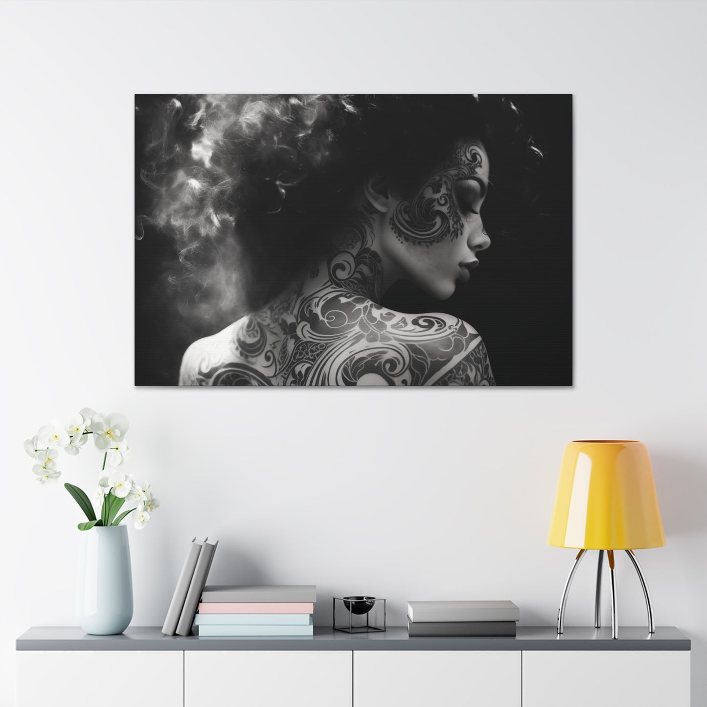 Canvas Gallery Wrap - Black and White Photography - Tattooed and Smoking Again