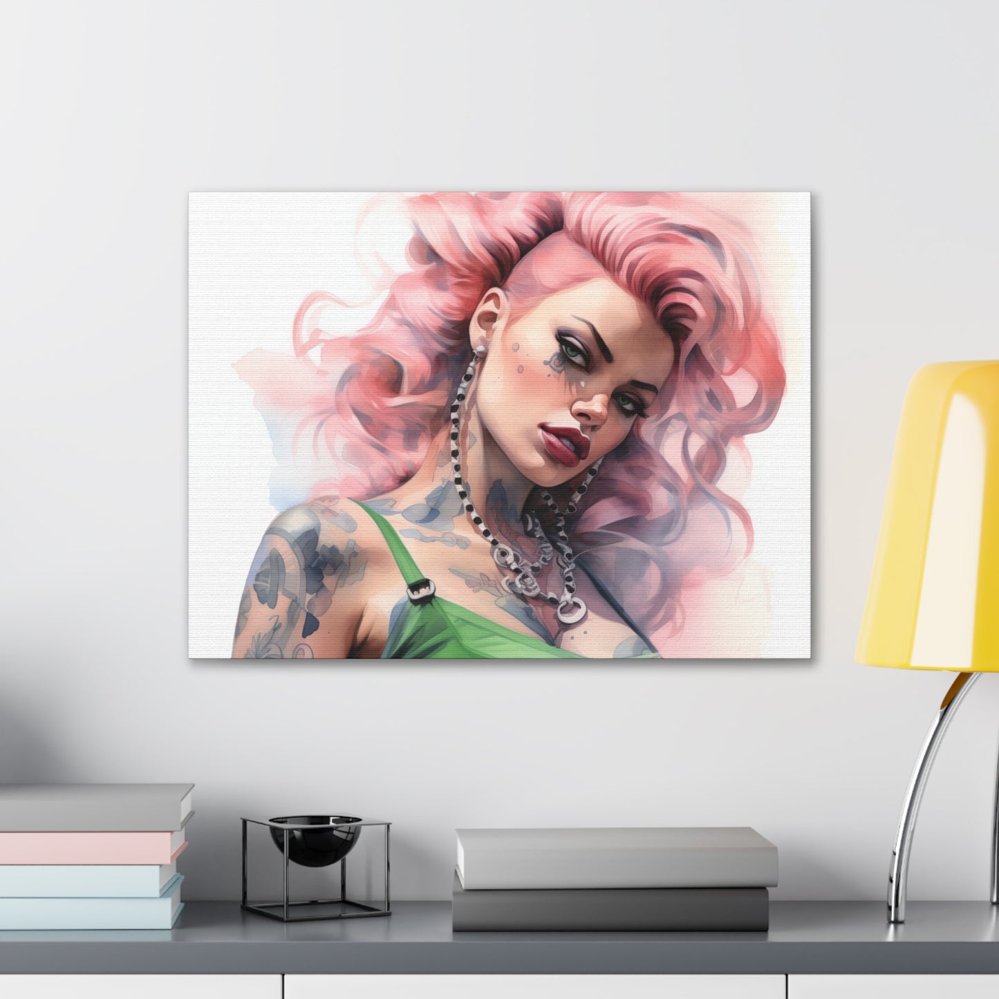 Gallery Wrapped Canvas, Edgy Tattooed Beauty, Urban Pop Art Canvas – Colette