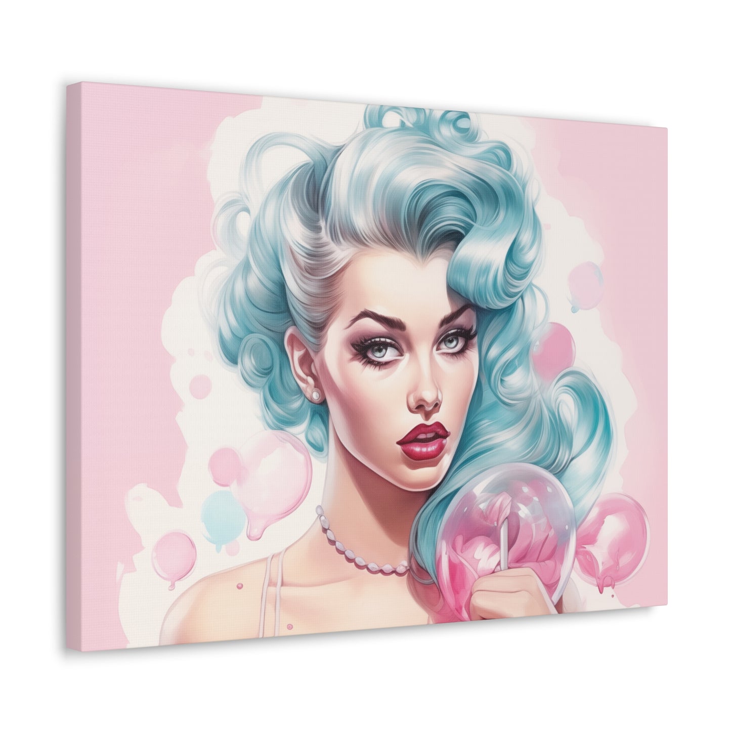 Canvas Gallery Wrapped High-Fashion Wall Art, Stylish Decor, Retro Femme Doll Pop Art – Tessa