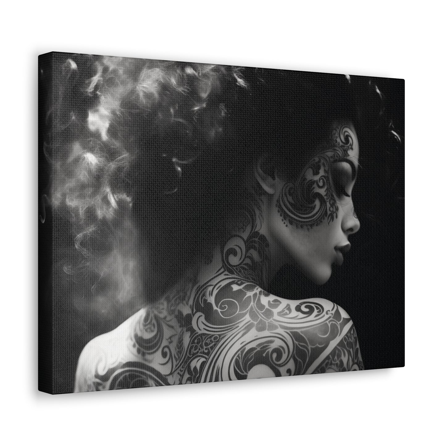 Canvas Gallery Wrap - Black and White Photography - Tattooed and Smoking Again
