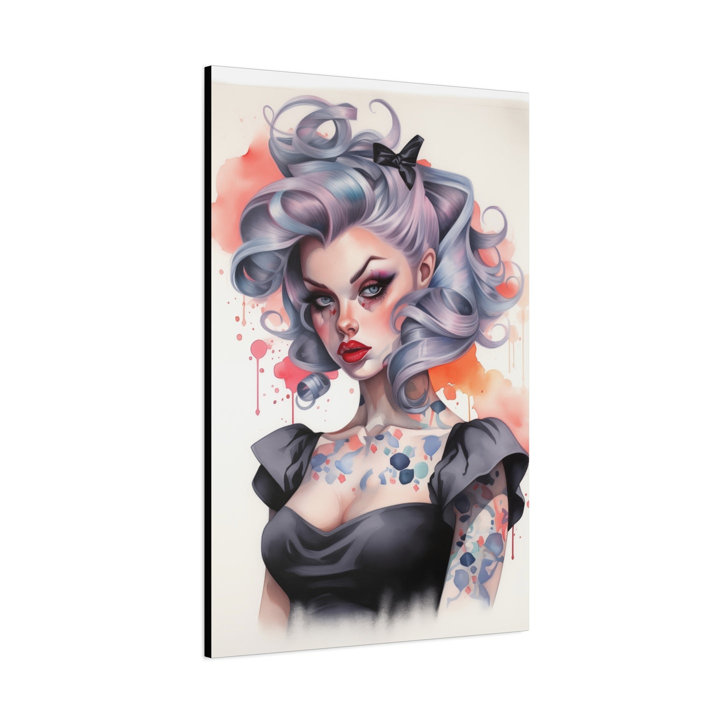 Gallery Wrapped Canvas, Edgy Tattooed Beauty, Urban Pop Art Canvas – Noelle