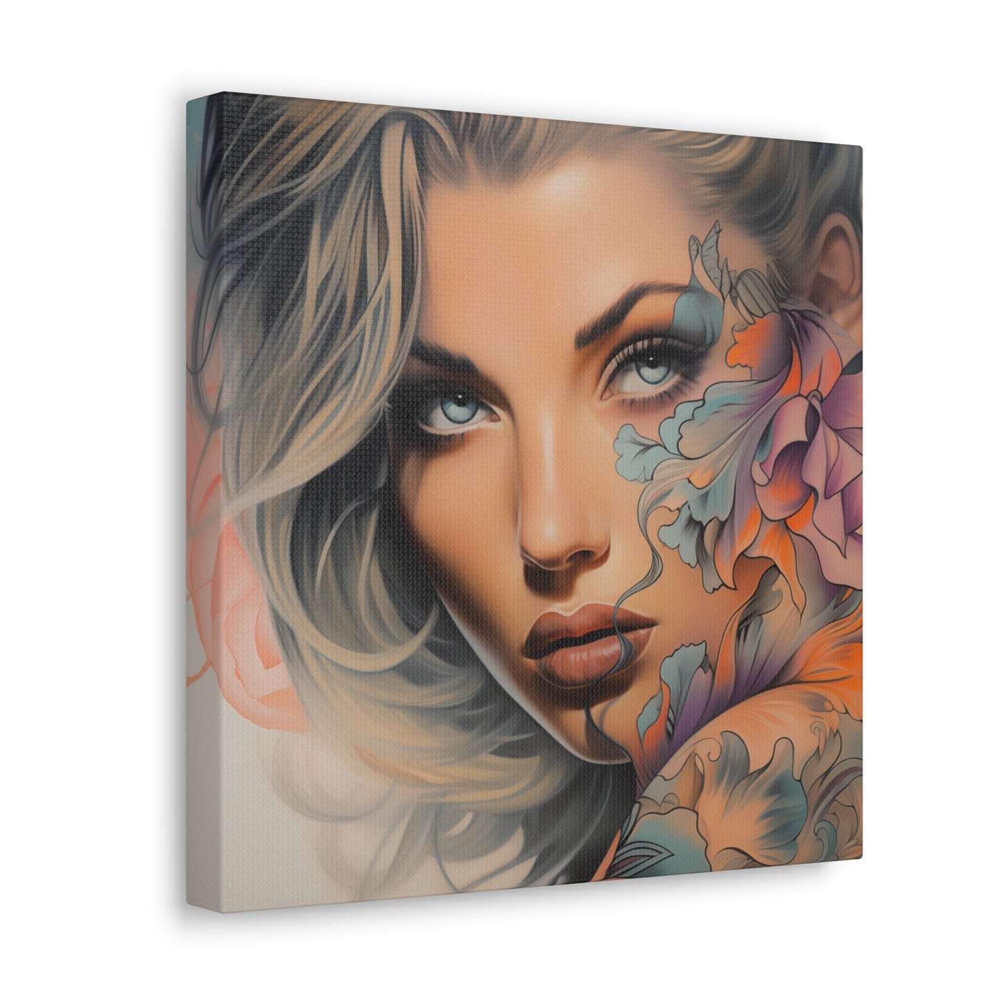 Gallery Wrapped Canvas, Edgy Tattooed Beauty, Urban Pop Art Canvas – Bella