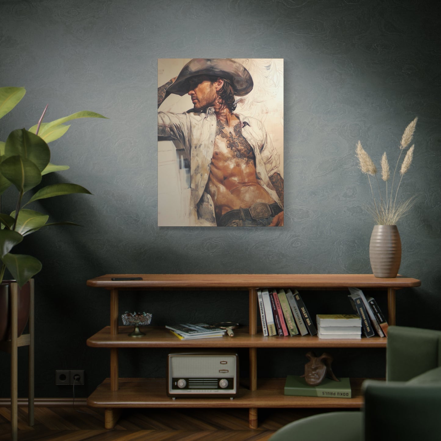 Gallery Wrapped Canvas, Wranglers and Wreckage Art Canvas, Erotic Pinup Art Canvas – Wyatt