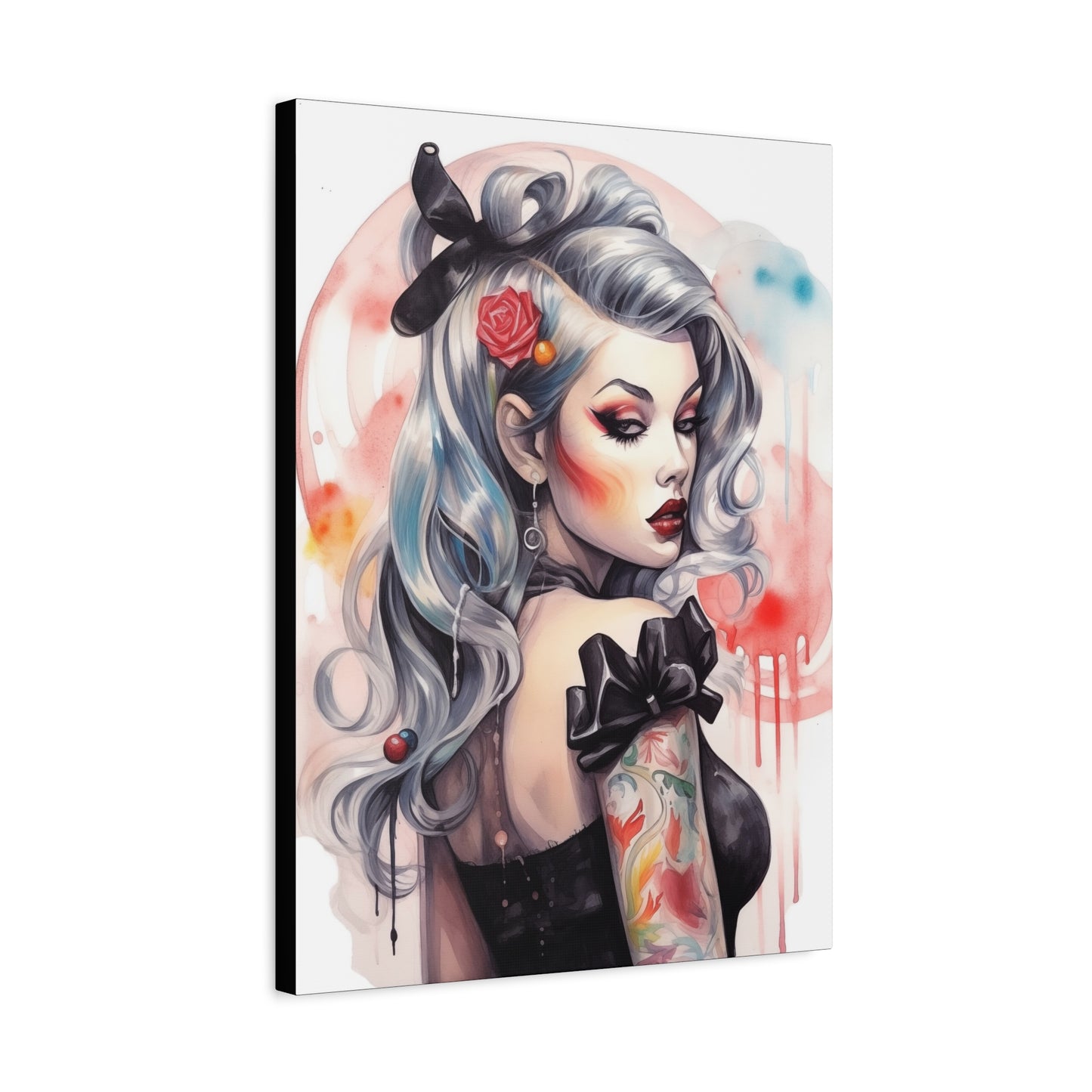 Gallery Wrapped Canvas, Edgy Tattooed Beauty, Urban Pop Art Canvas – Sabella