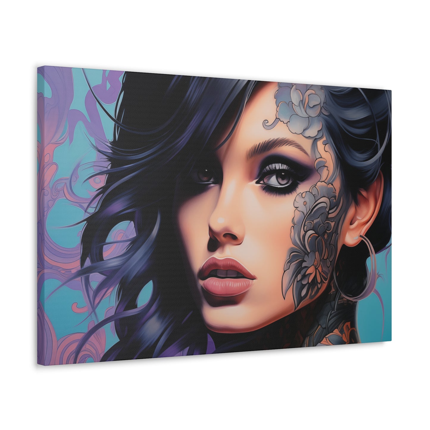 Gallery Wrapped Canvas, Edgy Tattooed Beauty, Urban Pop Art Canvas – Dominique