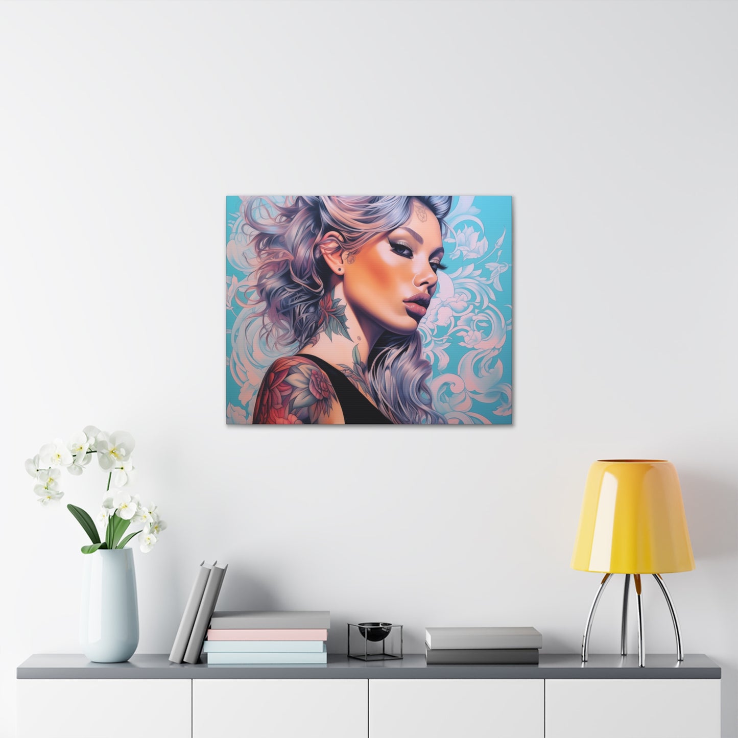 Gallery Wrapped Canvas, Edgy Tattooed Beauty, Urban Pop Art Canvas – Arabella