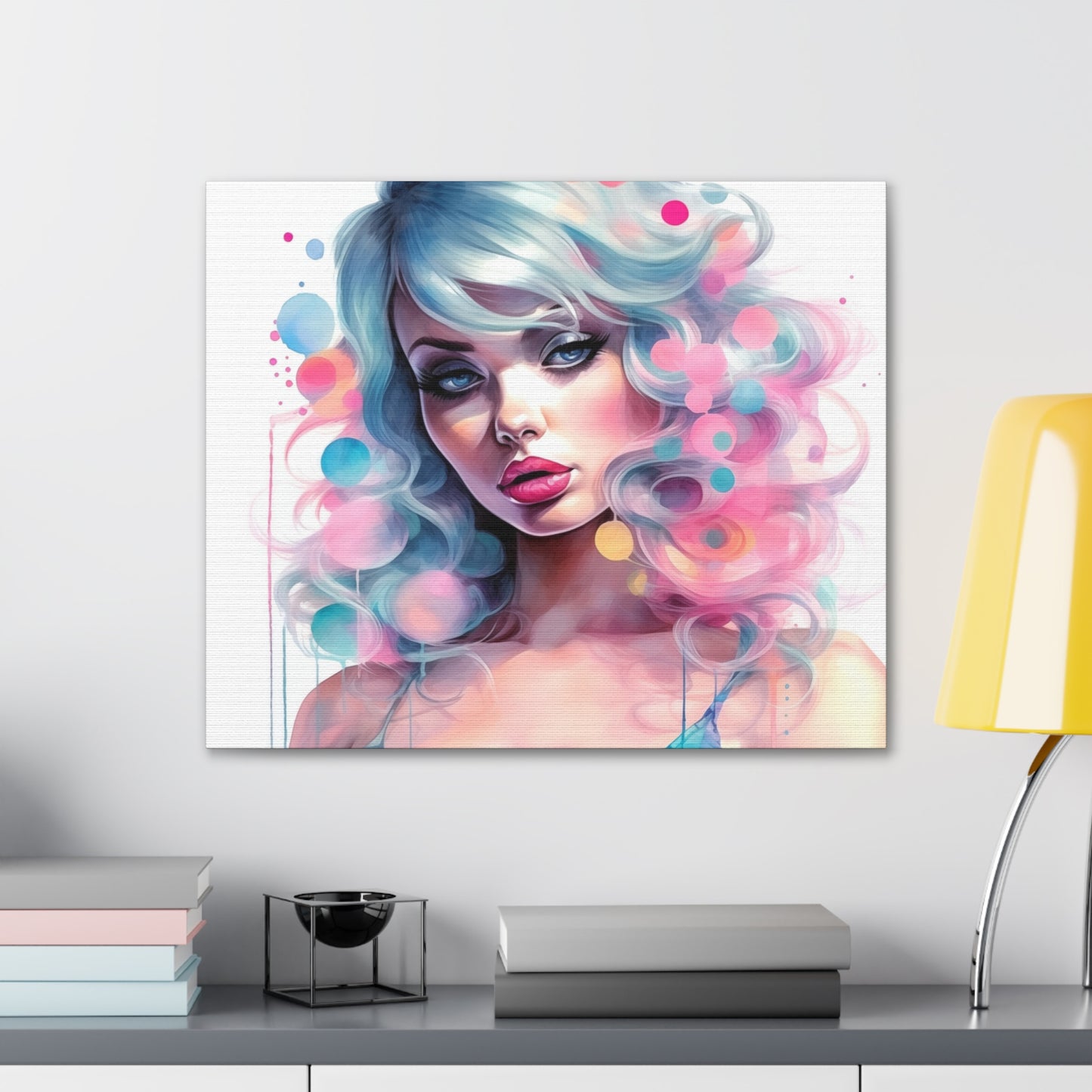 Canvas Gallery Wrapped High-Fashion Wall Art, Stylish Decor, Retro Femme Doll Pop Art – Sylvie