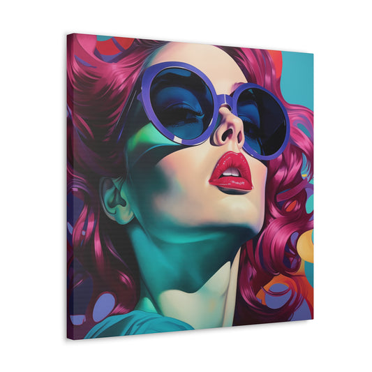 Canvas Gallery Wrapped High-Fashion Wall Art, Stylish Decor, Retro Femme Doll Pop Art – Electra