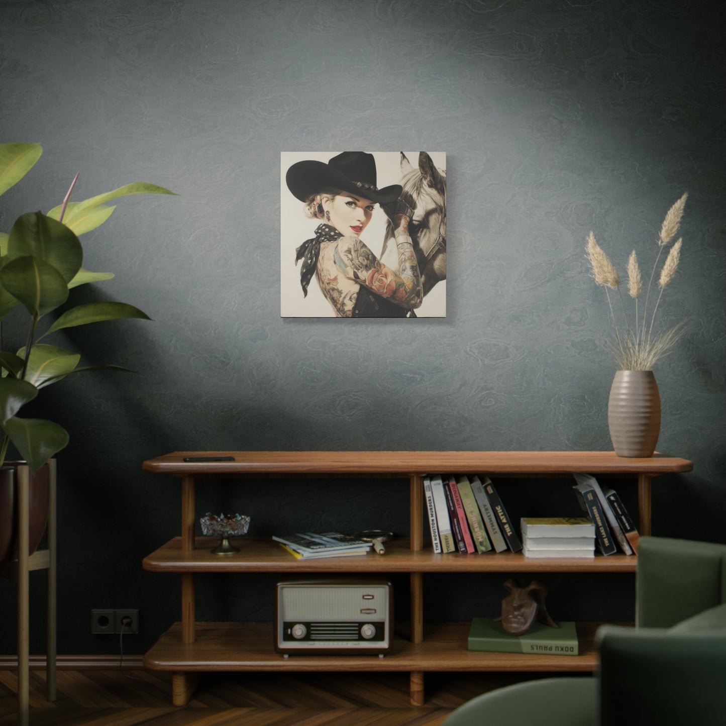 Gallery Wrapped Canvas, Wranglers and Wreckage Art Canvas, Erotic Pinup Art Canvas – Dottie