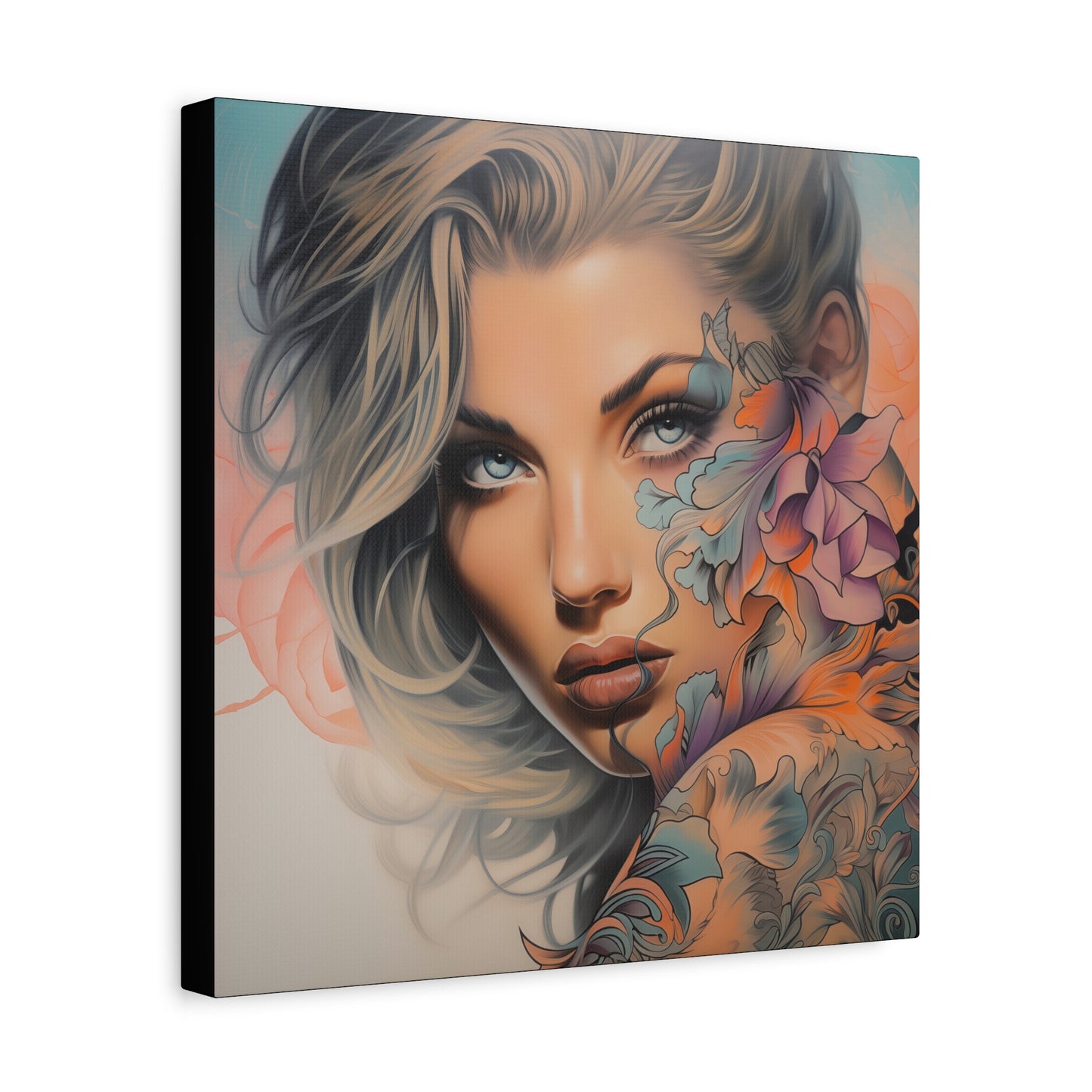 Gallery Wrapped Canvas, Edgy Tattooed Beauty, Urban Pop Art Canvas – Bella