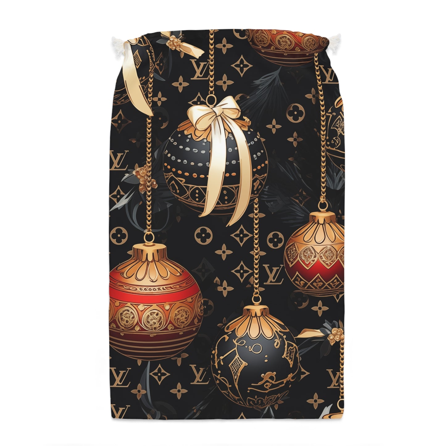 Designer Inspired Gift Sack - LV Christmas Bobble