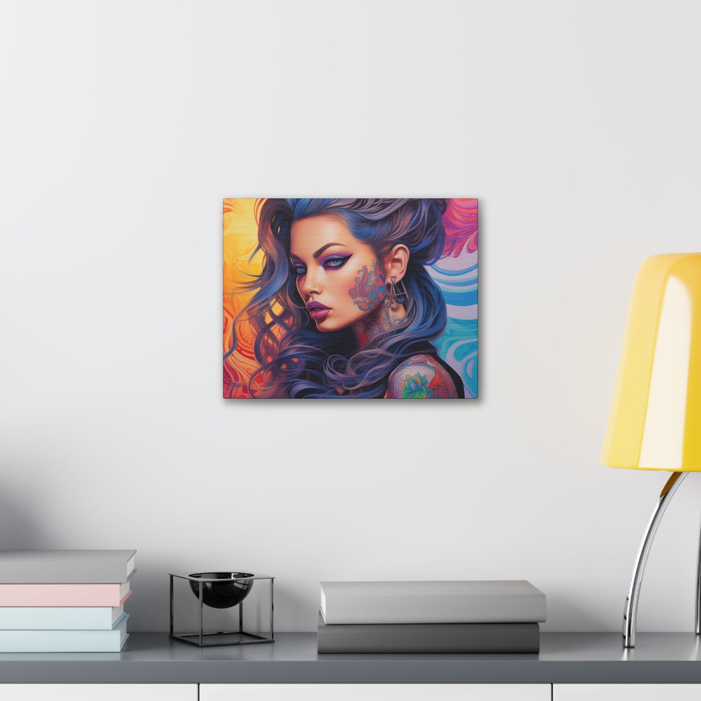 Gallery Wrapped Canvas, Edgy Tattooed Beauty, Urban Pop Art Canvas – Faye