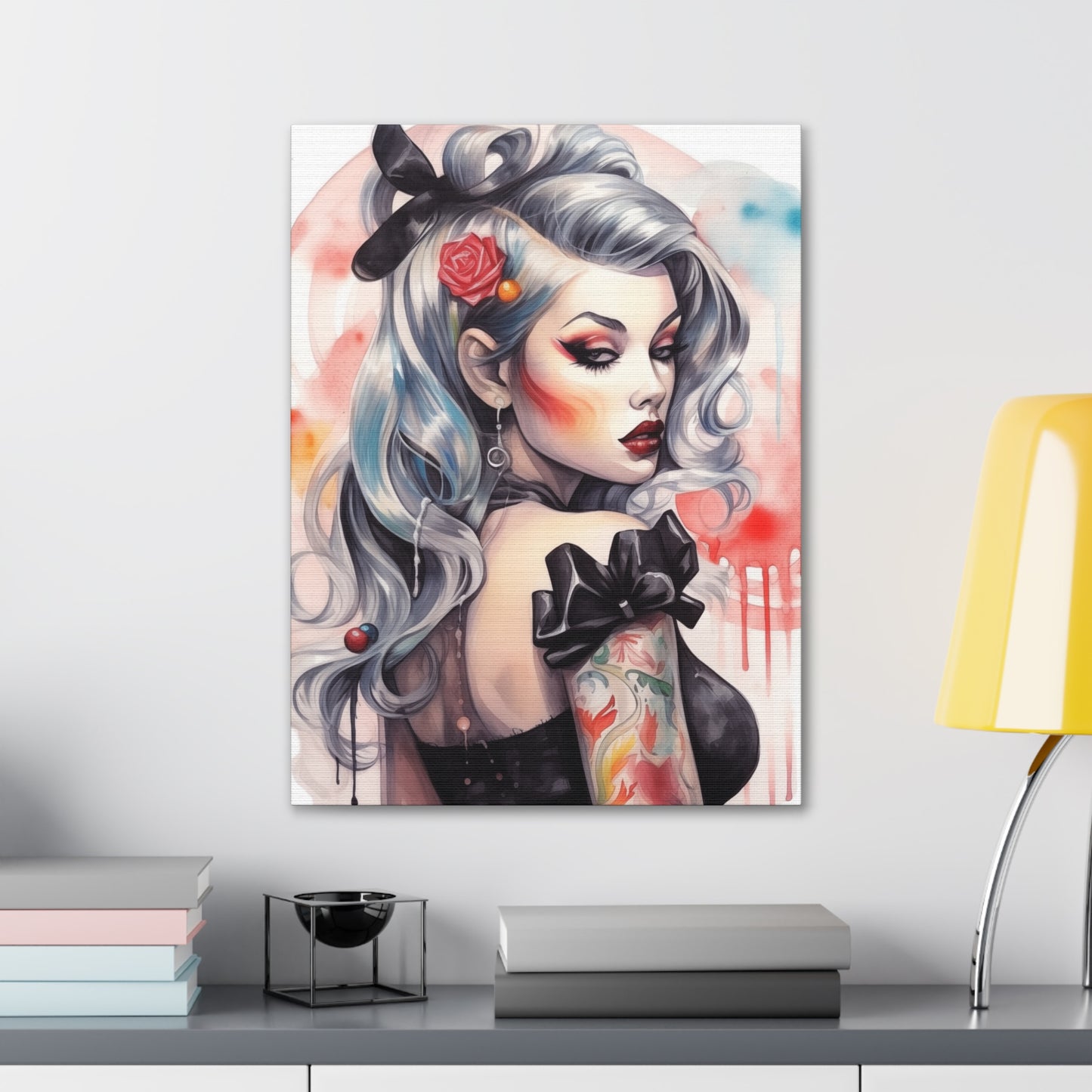 Gallery Wrapped Canvas, Edgy Tattooed Beauty, Urban Pop Art Canvas – Sabella