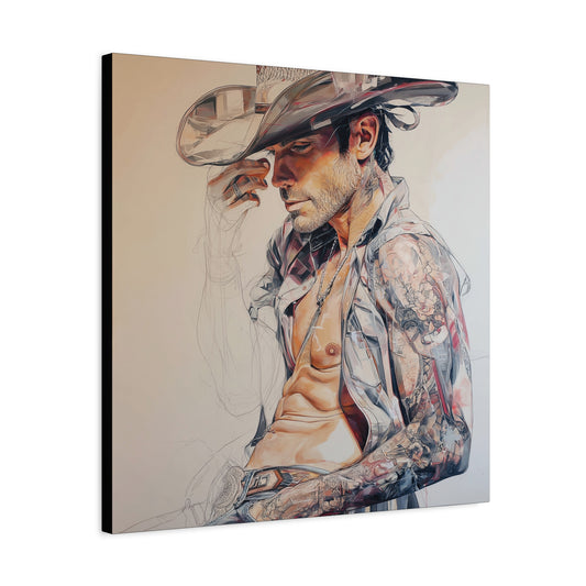 Gallery Wrapped Canvas, Wranglers and Wreckage Art Canvas, Erotic Pinup Art Canvas – Huck