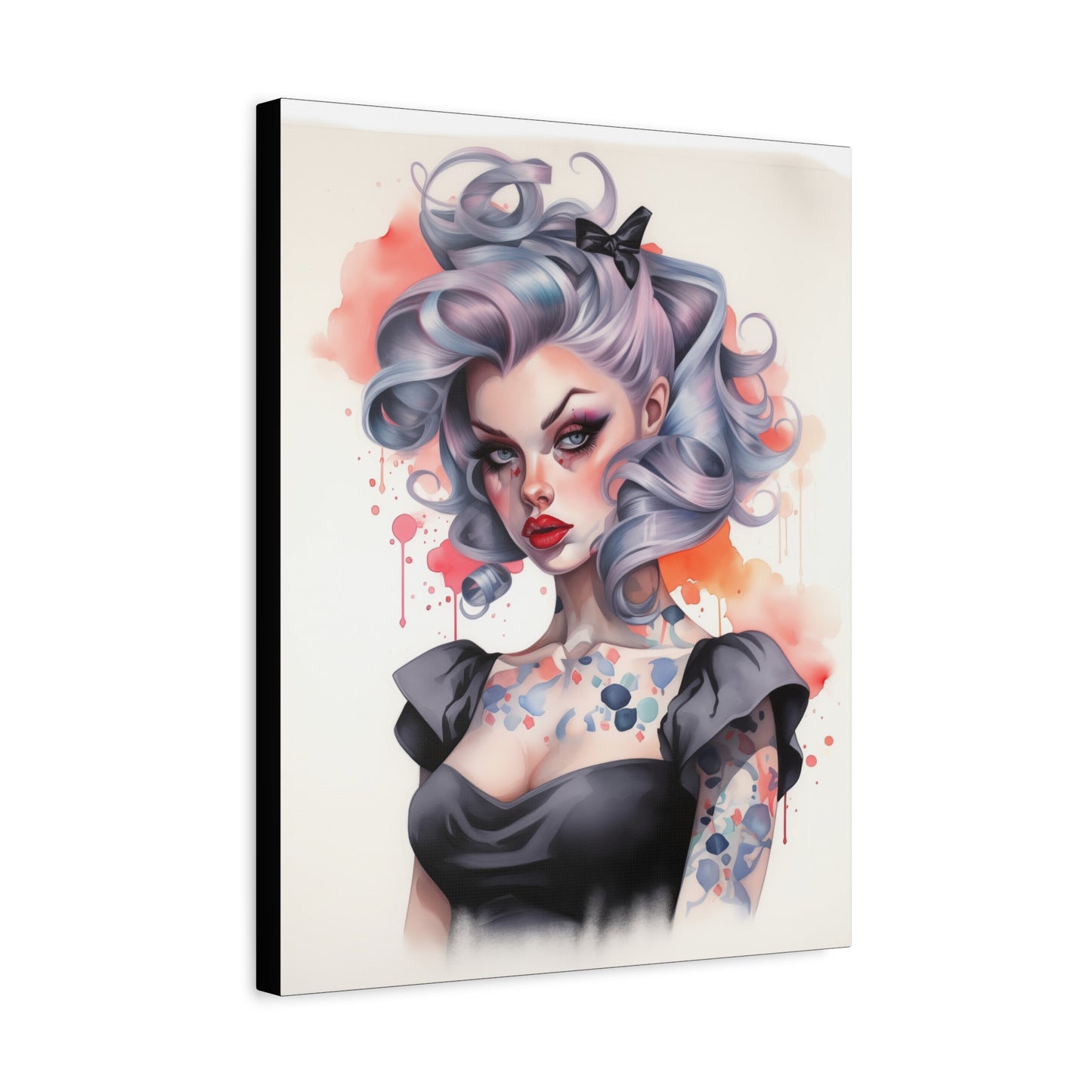 Gallery Wrapped Canvas, Edgy Tattooed Beauty, Urban Pop Art Canvas – Noelle