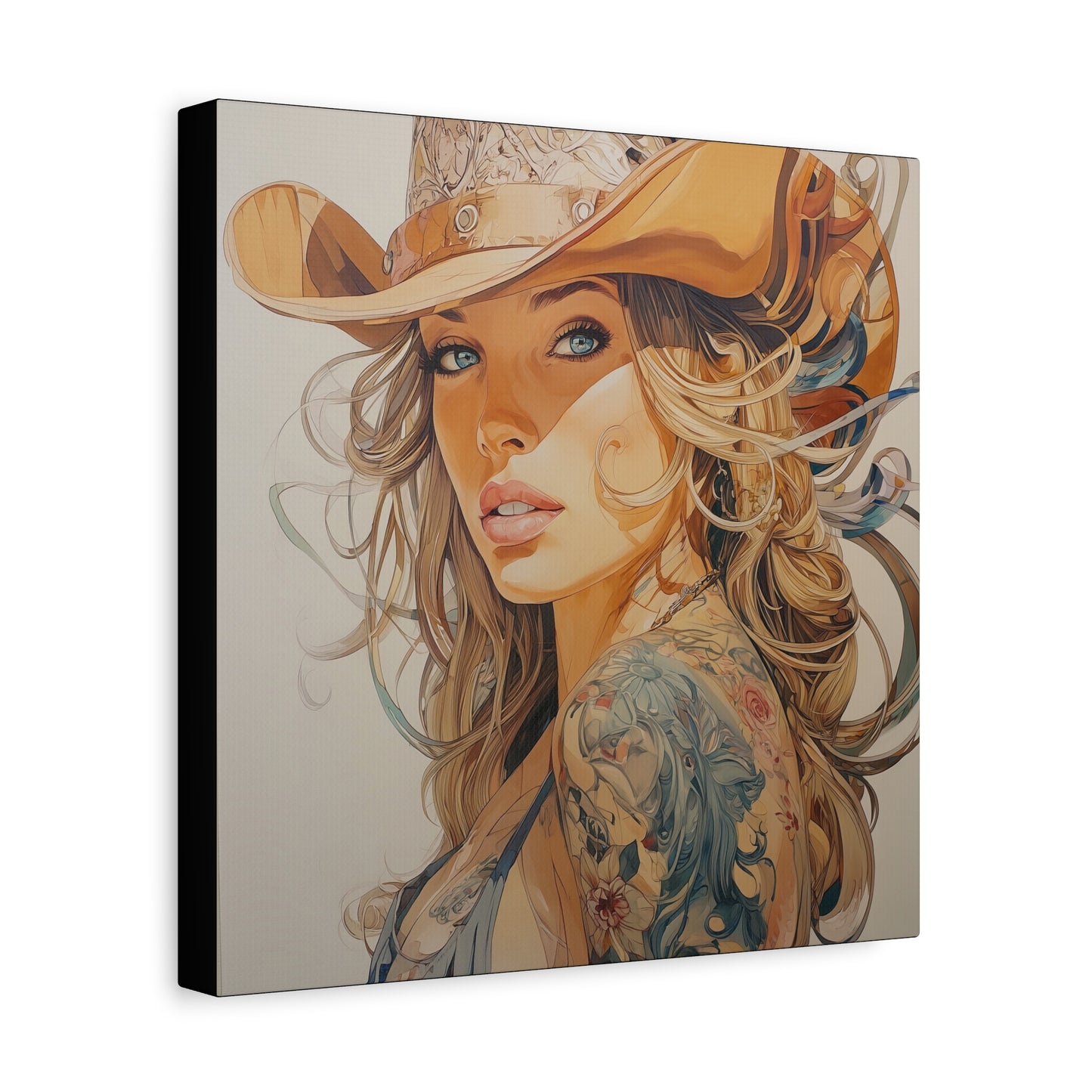 Gallery Wrapped Canvas, Wranglers and Wreckage Art Canvas, Erotic Pinup Art Canvas – Annie