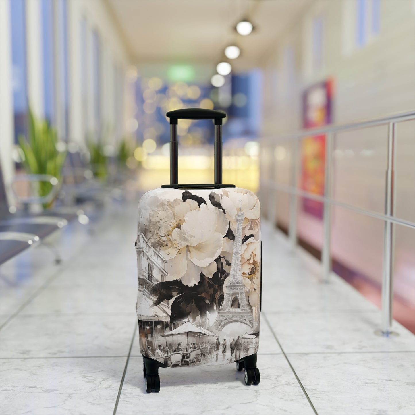 Luggage Cover - Paris, France, Eiffel Tower Cafe