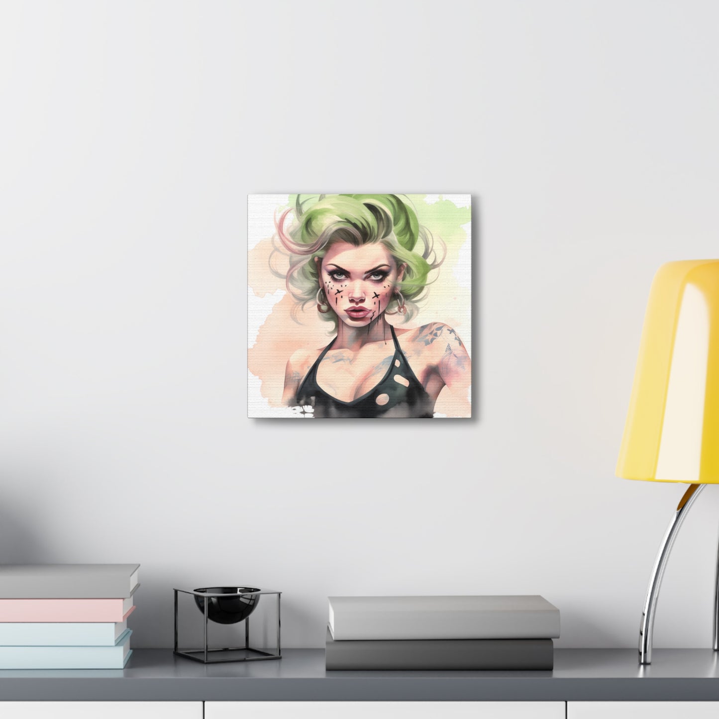 Gallery Wrapped Canvas, Edgy Tattooed Beauty, Urban Pop Art Canvas – Ivy